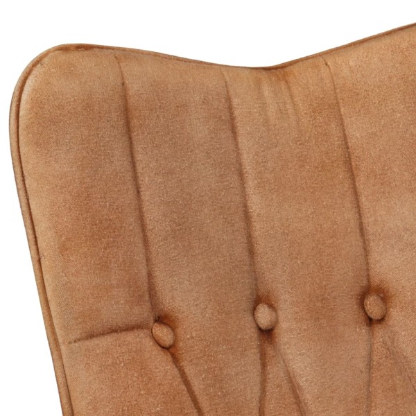 Sillón orejero con reposapiés cuero auténtico marrón canela