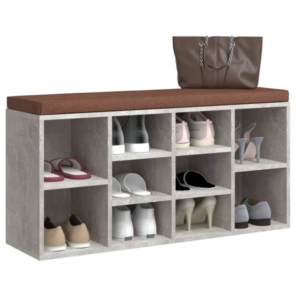 Banco zapatero madera contrachapada gris hormigón 103x30x48 cm