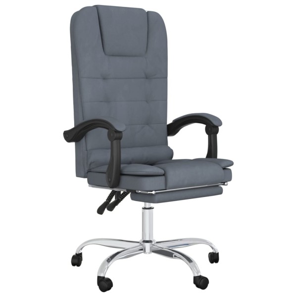 Silla de oficina reclinable con masaje terciopelo gris oscuro