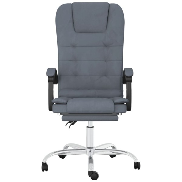 Silla de oficina reclinable con masaje terciopelo gris oscuro