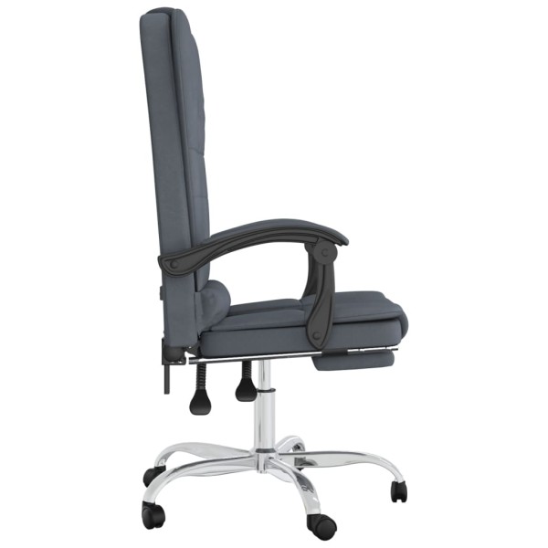 Silla de oficina reclinable con masaje terciopelo gris oscuro