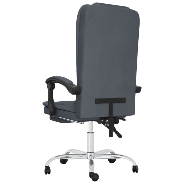 Silla de oficina reclinable con masaje terciopelo gris oscuro