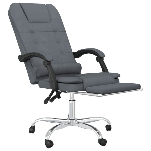 Silla de oficina reclinable con masaje terciopelo gris oscuro