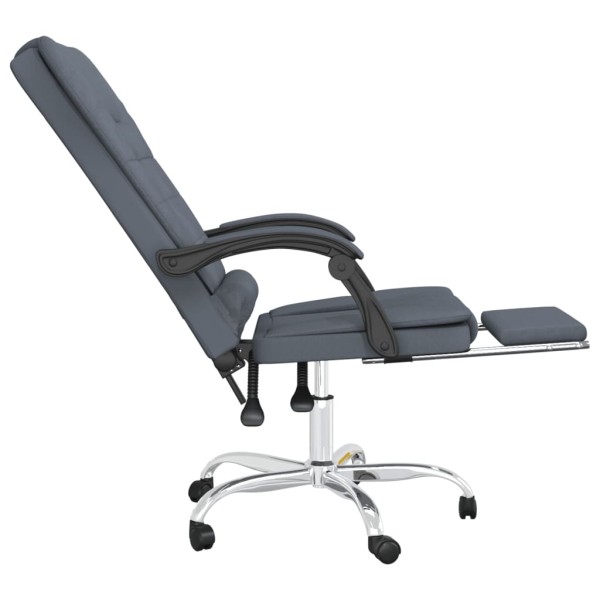 Silla de oficina reclinable con masaje terciopelo gris oscuro