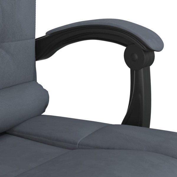 Silla de oficina reclinable con masaje terciopelo gris oscuro