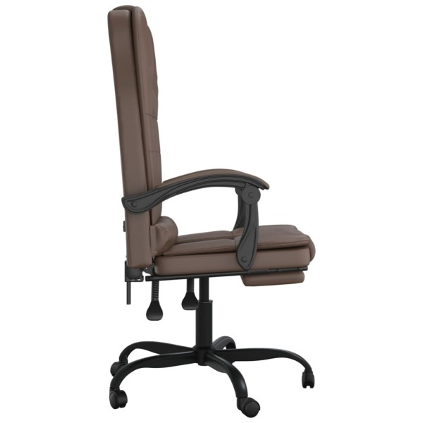 Silla de oficina reclinable masaje cuero sintético marrón