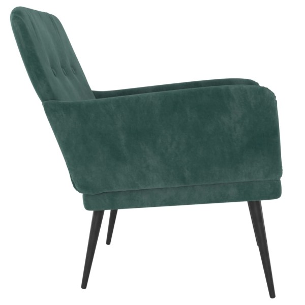 Sillón de terciopelo verde oscuro 62x79x79 cm