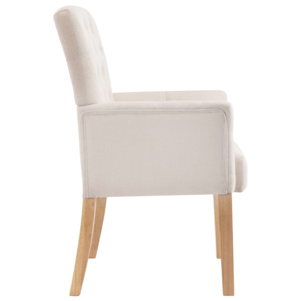 Silla de comedor con reposabrazos de tela beige