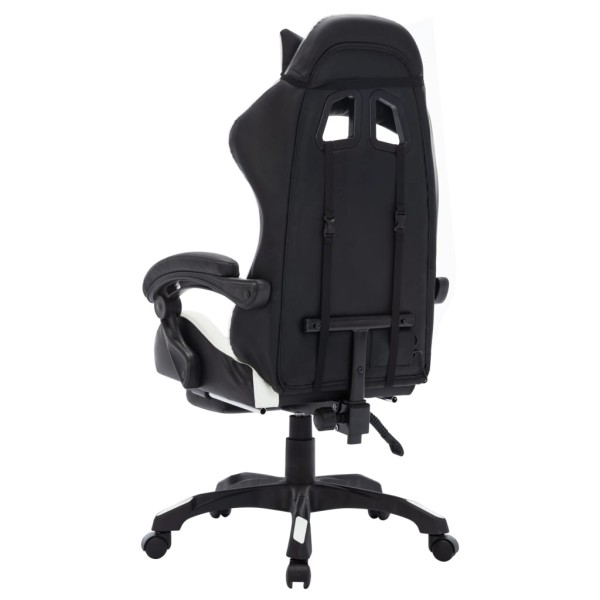 Silla gaming con luces LED RGB cuero sintético blanco y negro