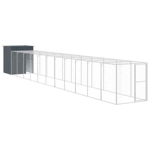 Gallinero con corral acero galvanizado gris 165x1271x181 cm