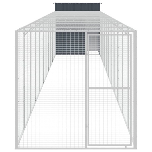 Gallinero con corral acero galvanizado gris 165x1271x181 cm