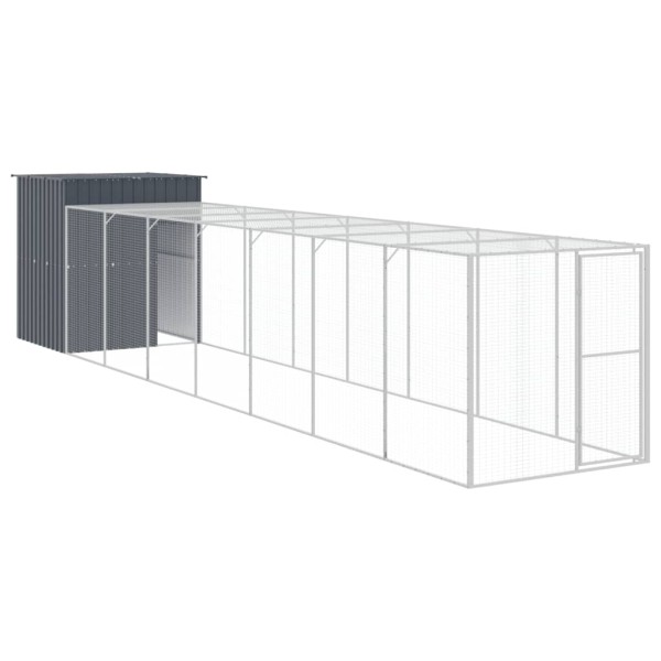 Gallinero con corral acero galvanizado gris 165x863x181 cm