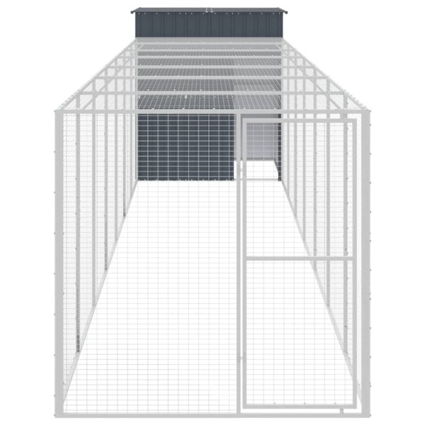 Gallinero con corral acero galvanizado gris 165x863x181 cm