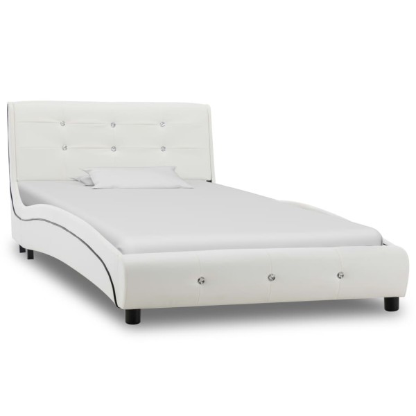 Estructura de cama de cuero sintético blanco 90x200 cm