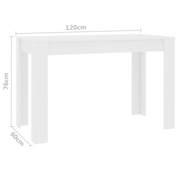 Mesa de comedor de madera de ingeniería blanco 120x60x76 cm