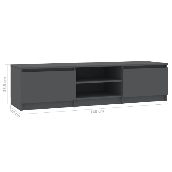 Mueble de TV madera contrachapada gris 140x40x35,5 cm