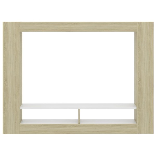 Mueble de TV madera contrachapada blanco y roble 152x22x113cm