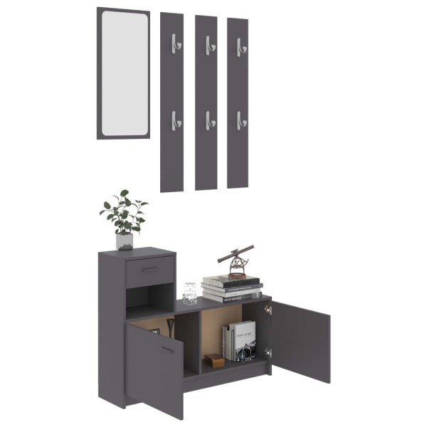 Mueble de entrada madera contrachapada gris 100x25x76,5 cm