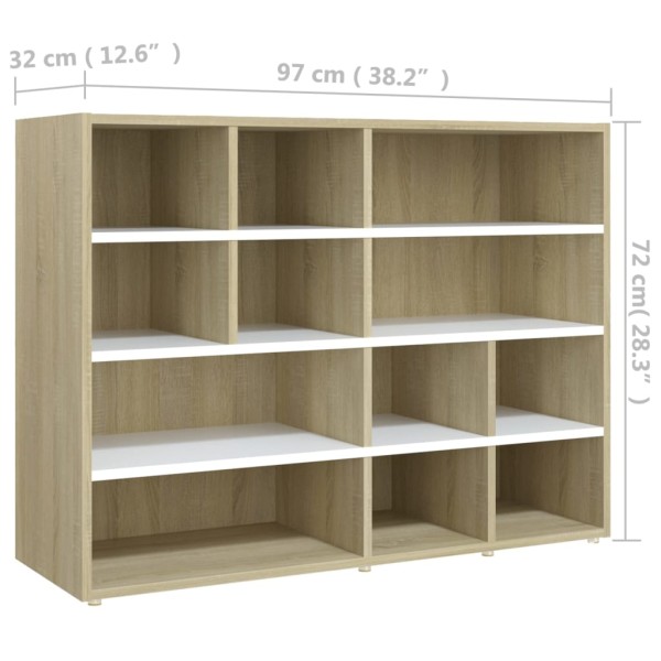 Armario auxiliar madera contrachapada blanco roble 97x32x72 cm