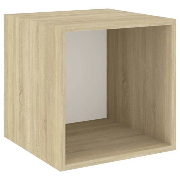 Armario de pared madera contrachapada blanco y roble 37x37x37cm