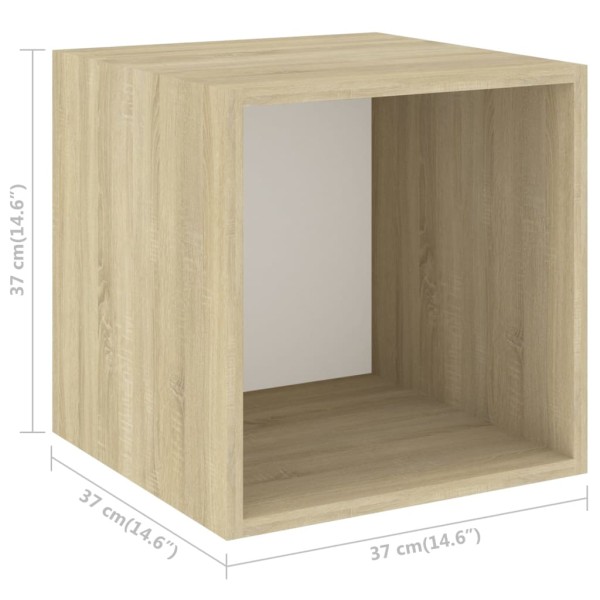 Armario de pared madera contrachapada blanco y roble 37x37x37cm