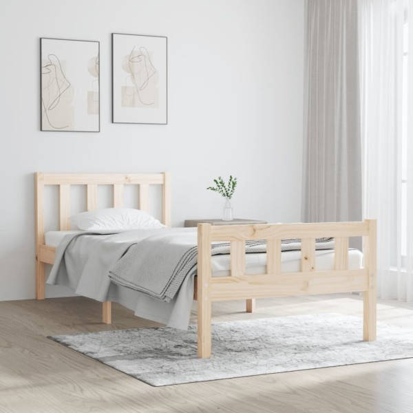 Estructura de cama madera maciza 90x190 cm