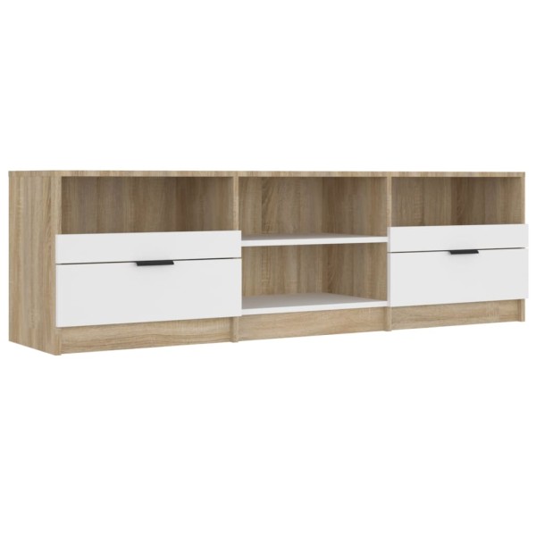 Mueble de TV madera contrachapada blanco y roble 150x33,5x45 cm