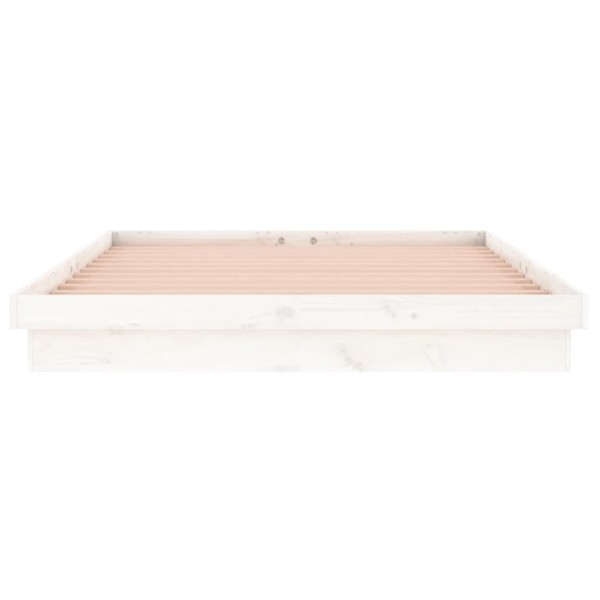 Estructura de cama con LED madera maciza blanca 180x200 cm