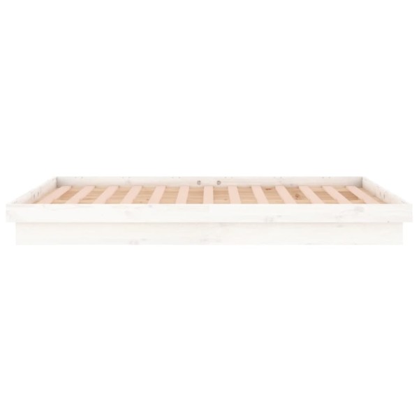 Estructura de cama con LED madera maciza blanca 180x200 cm