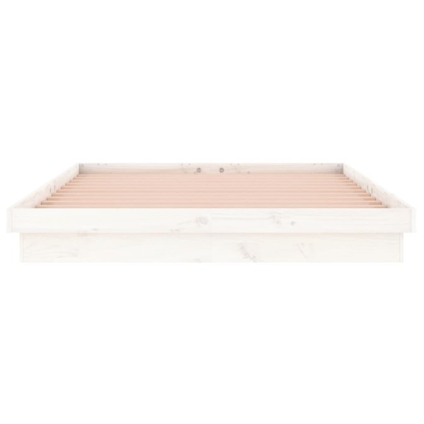 Estructura de cama con LED madera maciza blanca 160x200 cm