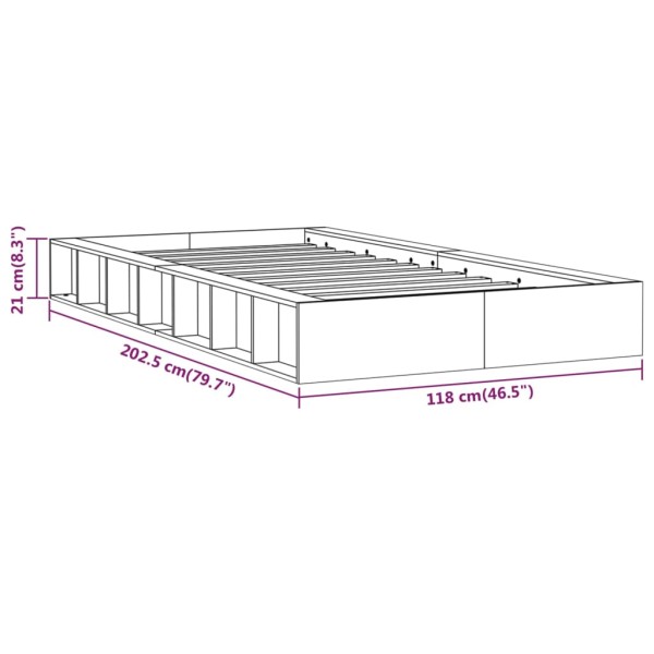 Estructura de cama de madera maciza 100x200 cm