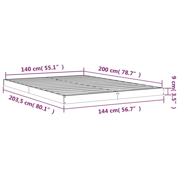 Estructura de cama madera maciza de pino 140x200 cm