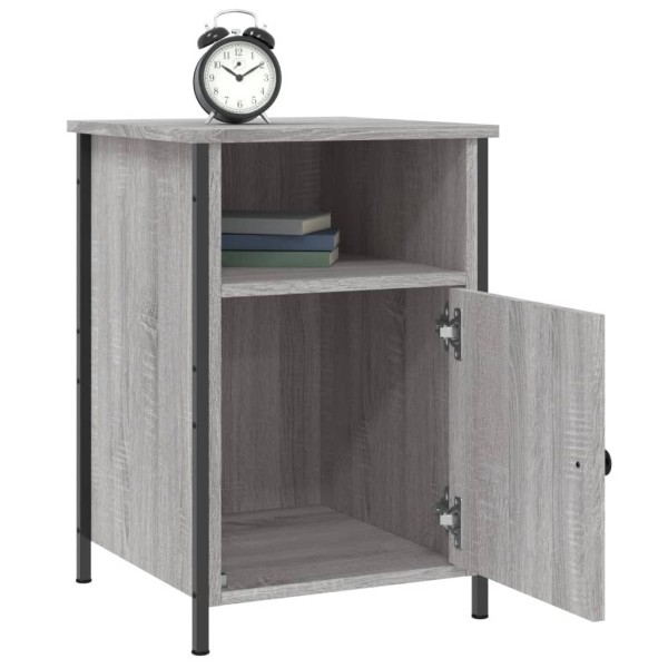 Mesitas de noche 2 uds madera contrachapada gris 40x42x60 cm