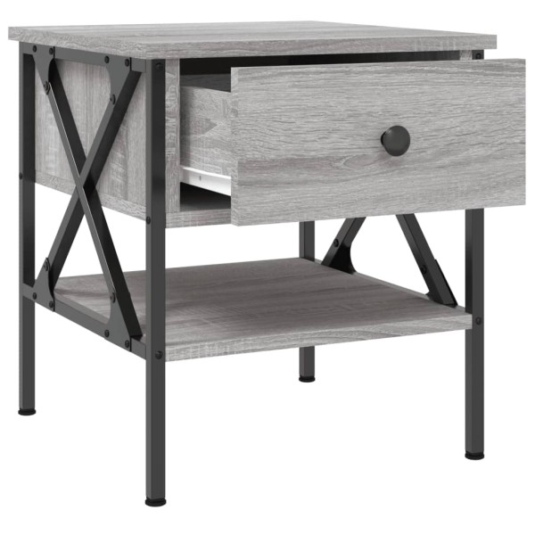 Mesita de noche 2 uds madera ingeniería gris Sonoma 40x42x45 cm