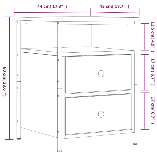 Mesita de noche madera de ingeniería roble Sonoma 44x45x60 cm