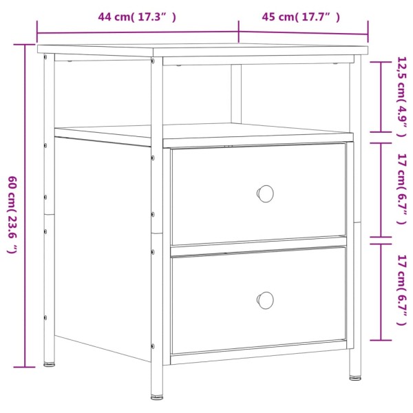 Mesita de noche madera de ingeniería marrón roble 44x45x60 cm