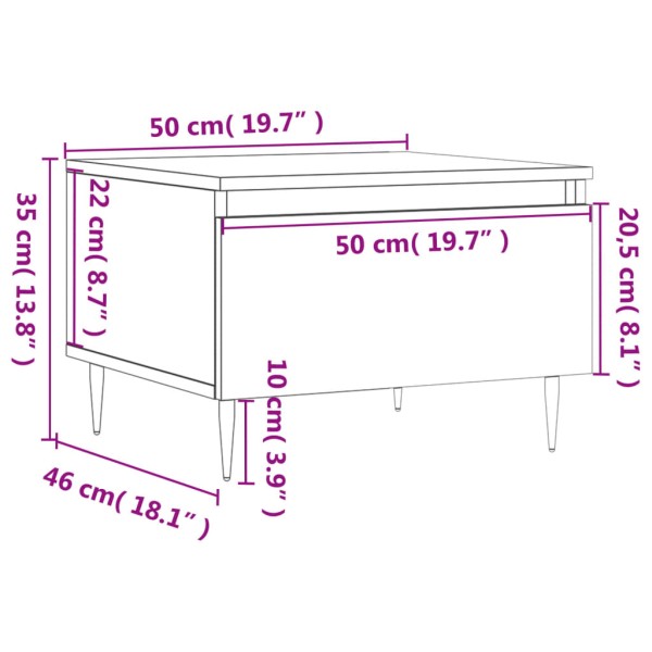 Mesa de centro madera de ingeniería marrón roble 50x46x35 cm