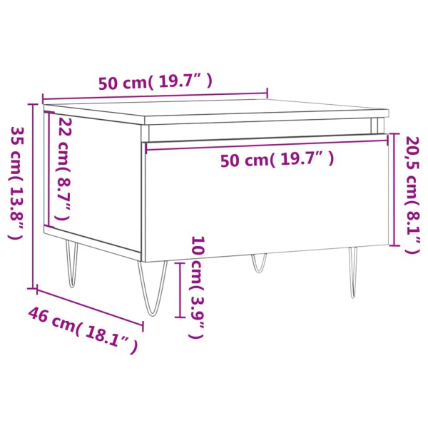 Mesa de centro madera de ingeniería roble ahumado 50x46x35 cm