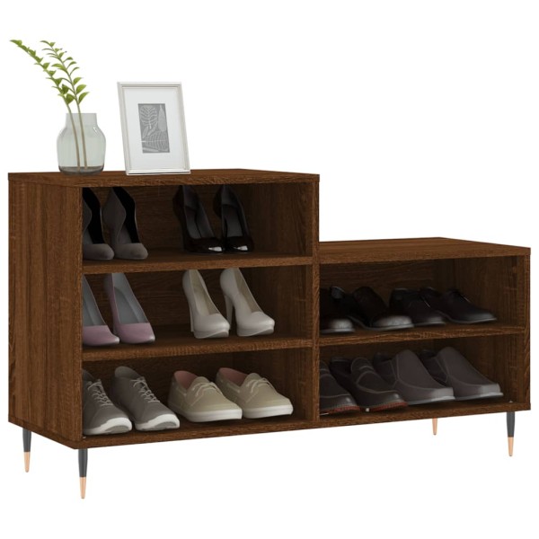 Mueble zapatero madera contrachapada roble marrón 102x36x60 cm