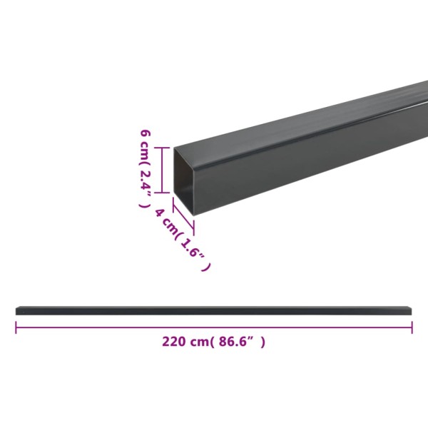 Postes de valla de jardín 40 uds acero gris 220 cm