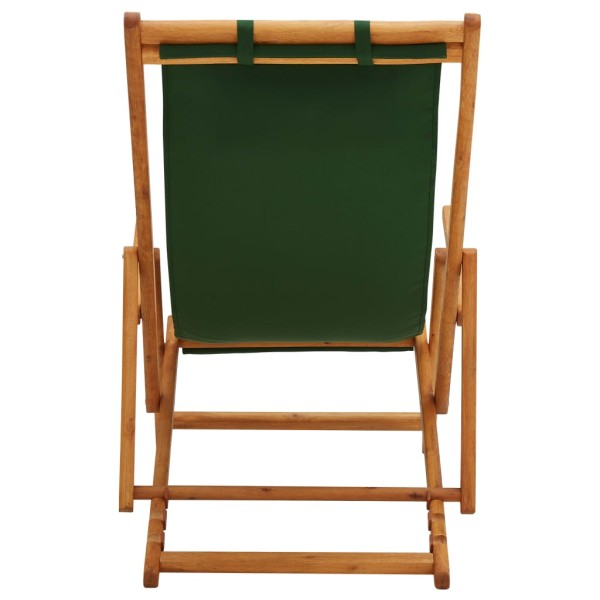 Silla de playa plegable madera maciza de eucalipto y tela verde