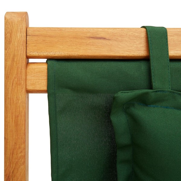 Silla de playa plegable madera maciza de eucalipto y tela verde