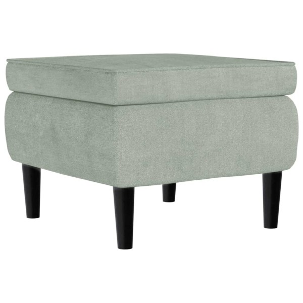 Taburete con patas de madera terciopelo gris claro