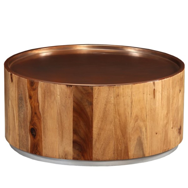 Mesa de centro de madera maciza de sheesham y acero 68 cm