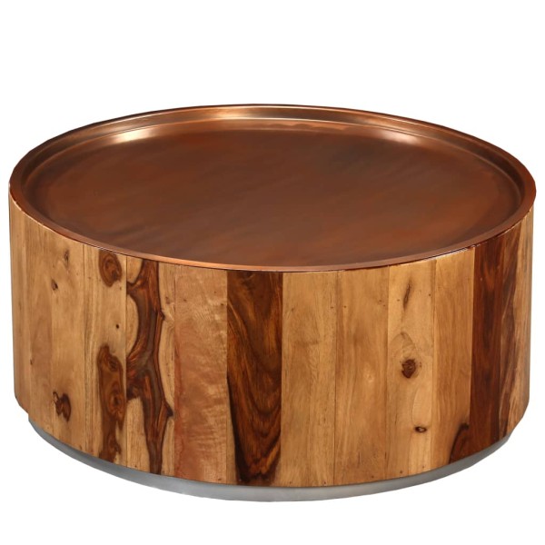 Mesa de centro de madera maciza de sheesham y acero 68 cm