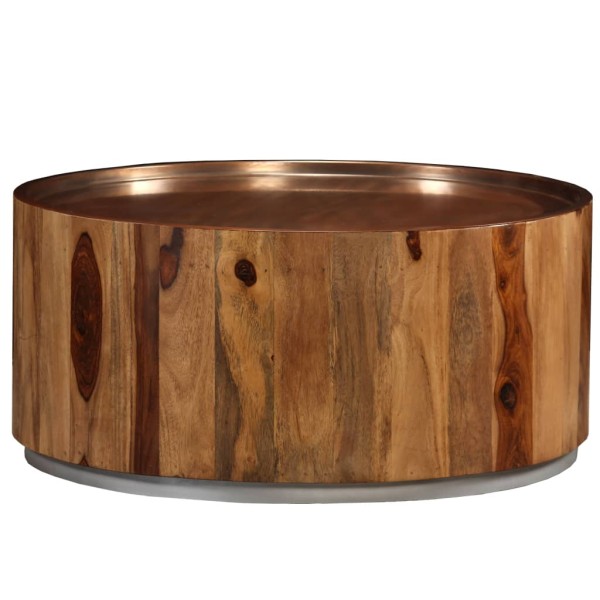 Mesa de centro de madera maciza de sheesham y acero 68 cm