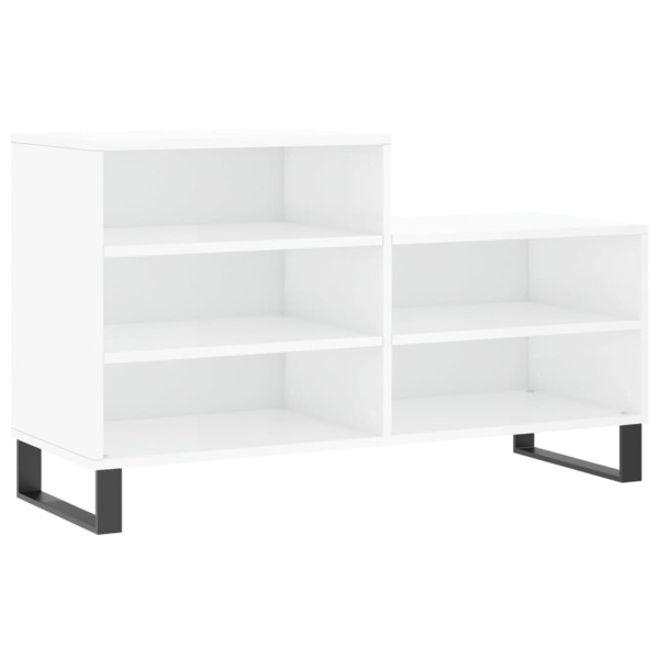 Mueble zapatero madera contrachapada blanco brillo 102x36x60 cm