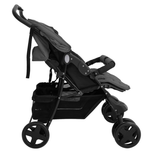 Carrito para gemelos de acero gris oscuro