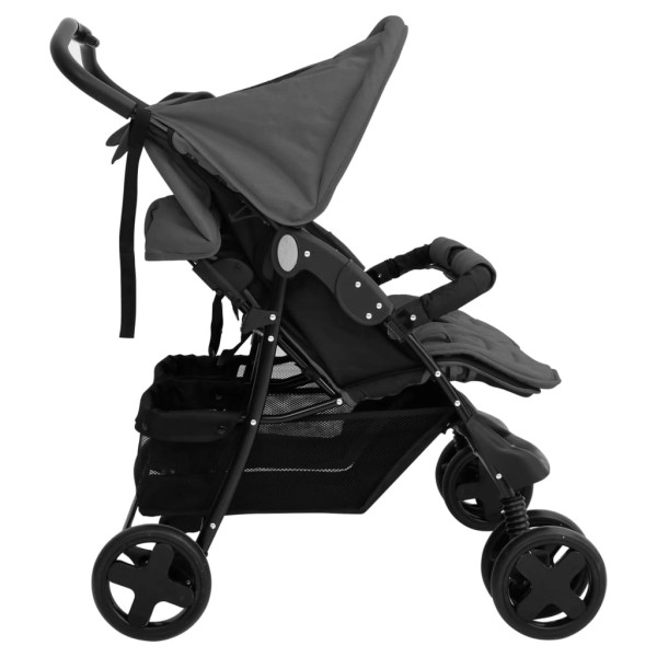 Carrito para gemelos de acero gris oscuro