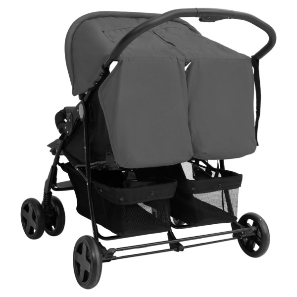 Carrito para gemelos de acero gris oscuro